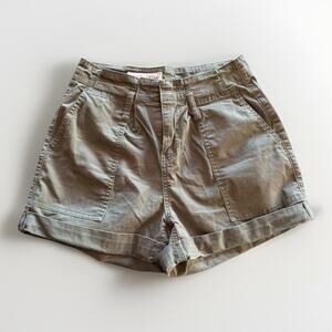 Vanilla Star Olive Green Shorts High Rise Cuffed Stretch Size W26/3